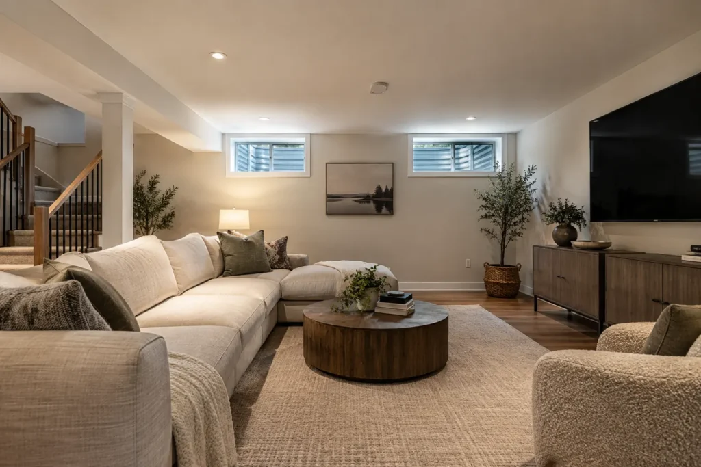 Clean dry finished residential basement